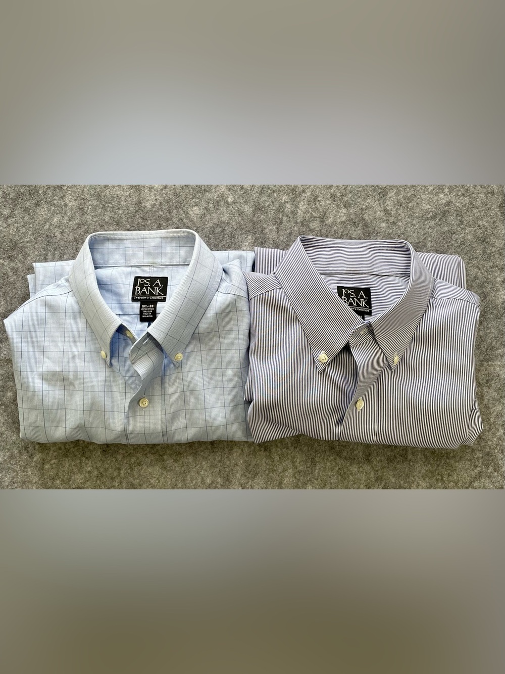 Jos. A. Bank Dress Shirts Mens 16.5 33 Lot of 2 Traveler's Collection Light Blue